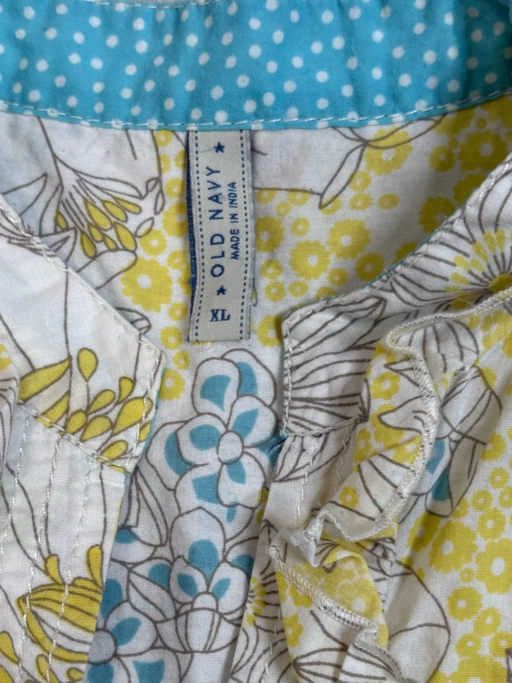 Old Navy Girls Floral Split Neck Ruffle Pintuck Tunic Top Size XL Short Sleeve